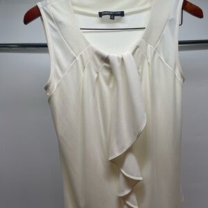 Jones New York Women's Cream Ruffle Front Blouse